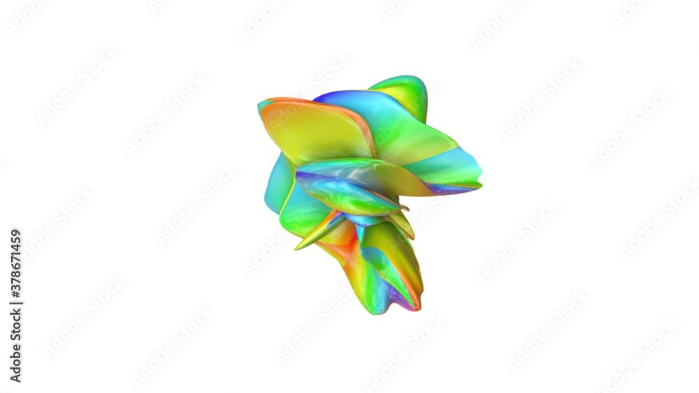 Poster abstract 3d rainbow shape slowly moving on white background. looped screensaver. 3d render