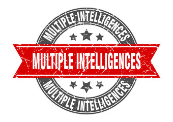 multiple intelligences round stamp with ribbon. label sign