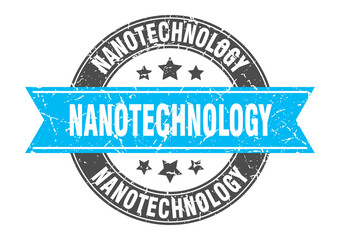 nanotechnology round stamp with ribbon. label sign