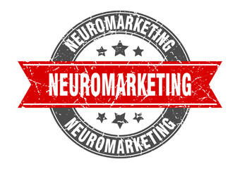 neuromarketing round stamp with ribbon. label sign