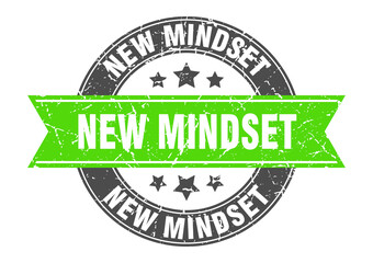 new mindset round stamp with ribbon. label sign