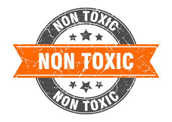 non toxic round stamp with ribbon. label sign