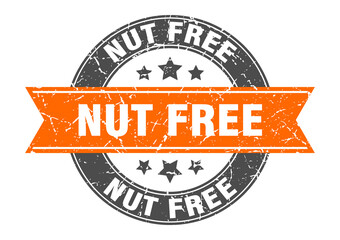 nut free round stamp with ribbon. label sign