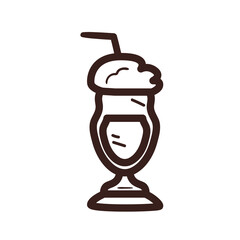 coffee glass cup with cream line style icon vector design