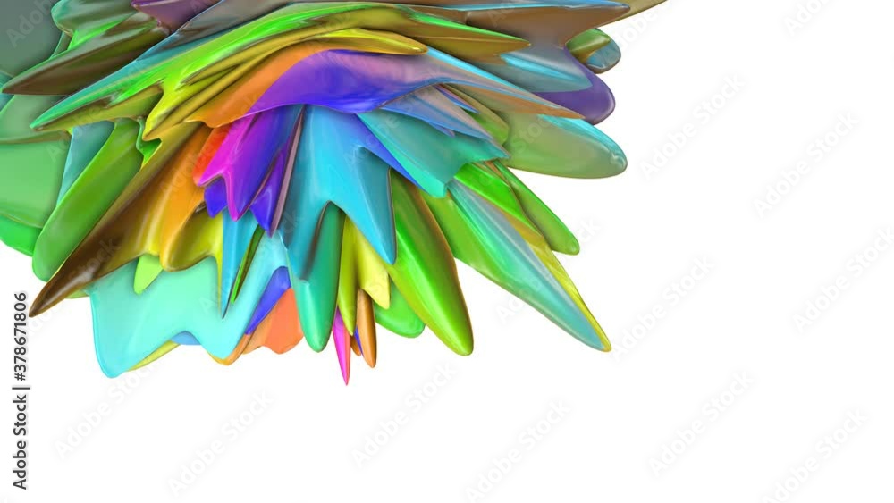 Poster abstract 3d rainbow shape slowly moving on white background. looped screensaver. 3d render