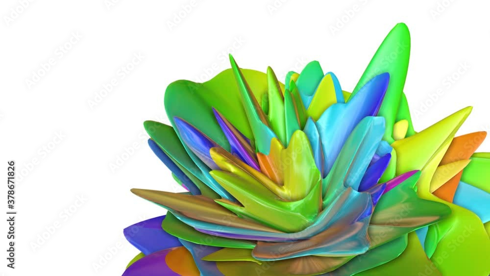 Poster abstract 3d rainbow shape slowly moving on white background. looped screensaver. 3d render
