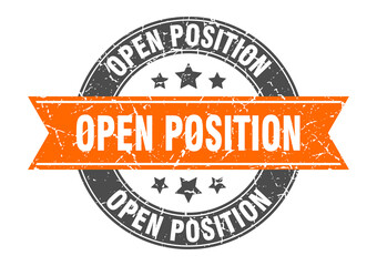 open position round stamp with ribbon. label sign