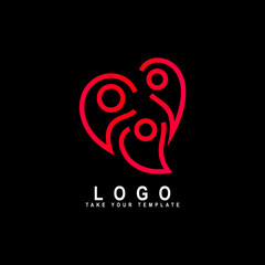 people logo with love, family, kids care, social design template