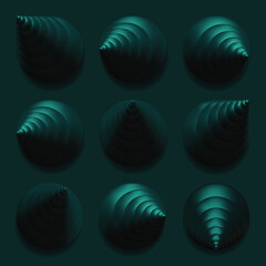 Abstract 3D background with geometric blue cones. Design pattern with blue cones. 3D vector illustration for web design, print pattern, scrapbooking, wrapping, etc.