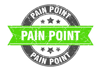 Obraz premium pain point round stamp with ribbon. label sign