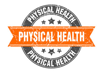 physical health round stamp with ribbon. label sign