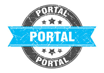 portal round stamp with ribbon. label sign