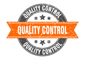 quality control round stamp with ribbon. label sign
