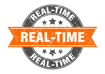 real-time round stamp with ribbon. label sign