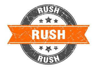 rush round stamp with ribbon. label sign