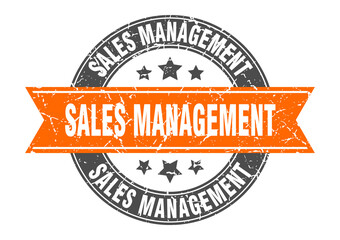 sales management round stamp with ribbon. label sign