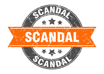 scandal round stamp with ribbon. label sign