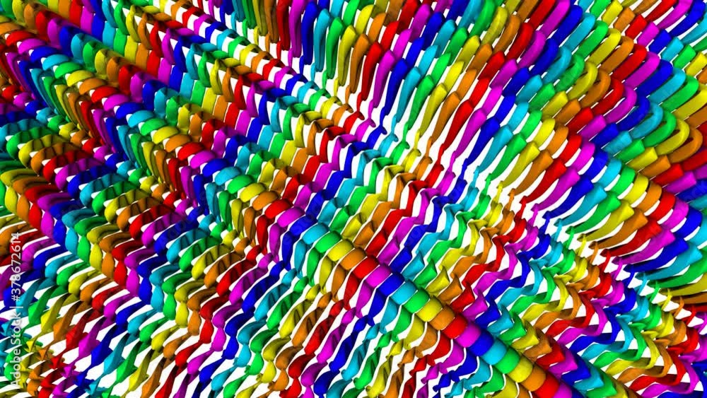 Poster looped animated background of deforming rainbow shapes. abstract animation. 3d render