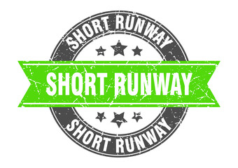 short runway round stamp with ribbon. label sign