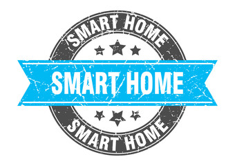 smart home round stamp with ribbon. label sign