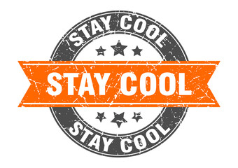 stay cool round stamp with ribbon. label sign