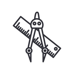 ruler and measuring compass line style icon vector design