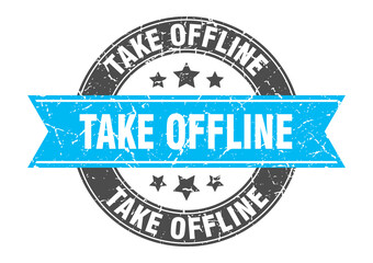 take offline round stamp with ribbon. label sign