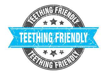 Obraz premium teething friendly round stamp with ribbon. label sign