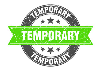 temporary round stamp with ribbon. label sign