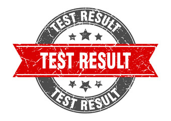 test result round stamp with ribbon. label sign