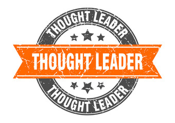 thought leader round stamp with ribbon. label sign