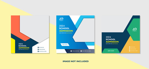 Geometric school education admission design for social media post template