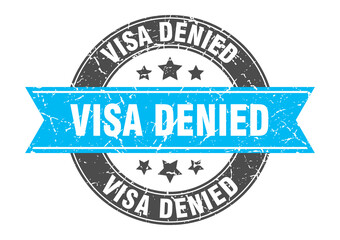 Obraz premium visa denied round stamp with ribbon. label sign