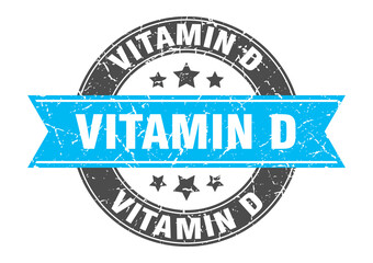 vitamin d round stamp with ribbon. label sign
