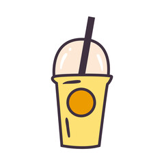 tea mug with cover and straw line and fill style icon vector design