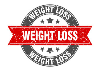 weight loss round stamp with ribbon. label sign