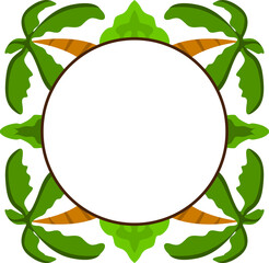 Vector Design of a Green Tree Ornament Circle Frame with a Nature Theme