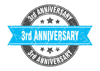 3rd anniversary round stamp with ribbon. label sign