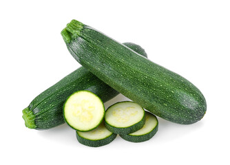 zucchini with slice isolated on white background