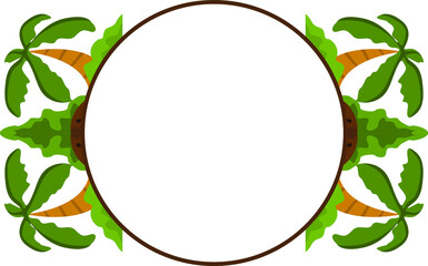 Vector Design of a Green Tree Ornament Circle Frame with a Nature Theme