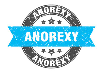 anorexy round stamp with ribbon. label sign