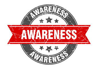 awareness round stamp with ribbon. label sign