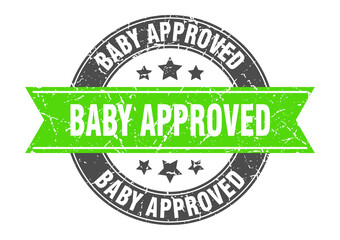 baby approved round stamp with ribbon. label sign