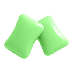 Chewing gum green - Empty white background - isolated on white background - two units