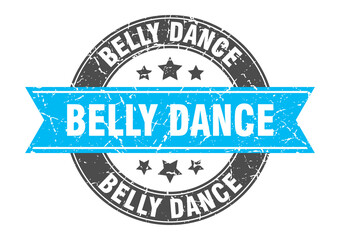 belly dance round stamp with ribbon. label sign