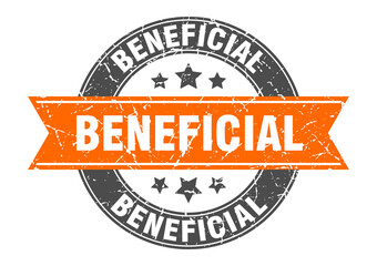 beneficial round stamp with ribbon. label sign