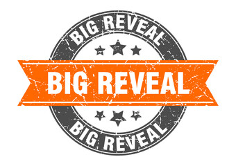 big reveal round stamp with ribbon. label sign