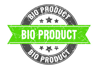 bio product round stamp with ribbon. label sign