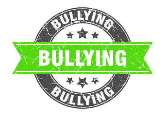 bullying round stamp with ribbon. label sign