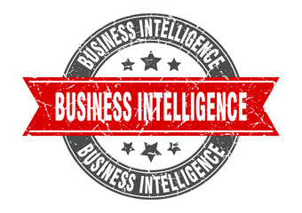 Obraz premium business intelligence round stamp with ribbon. label sign